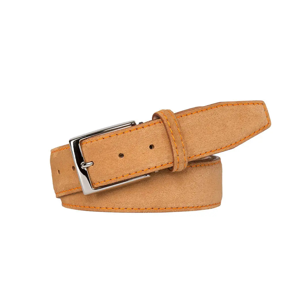Toast Suede Leather Belt by Roger Ximenez: Bespoke Belts and Leather Accessories, handmade leather goods detail photo 3