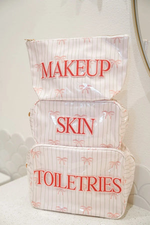 Toiletries - Pink Ribbons Clear Coat XL Bag by KenzKustomz, natural skincare detail photo 2
