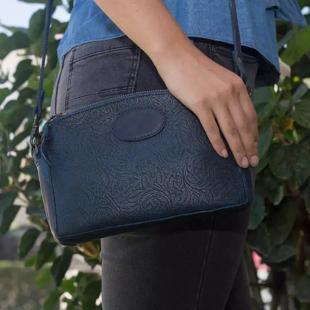 Tooled Leather Crossbody Bag Mission Mercantile Leather Goods