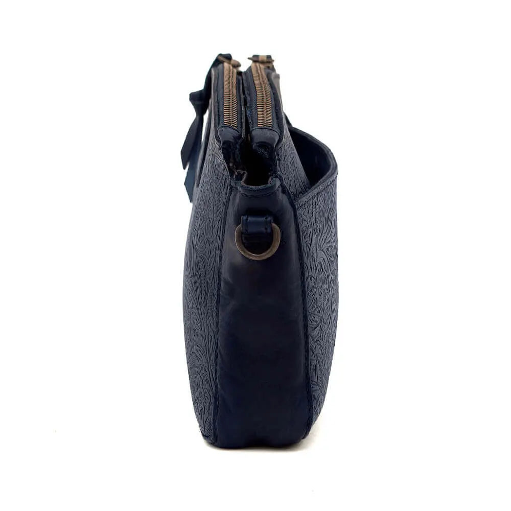 Tooled Leather Crossbody Bag by Mission Mercantile Leather Goods, natural skincare detail photo 8
