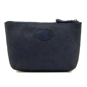 Tooled Leather Large Zippered Pouch Mission Mercantile Leather Goods