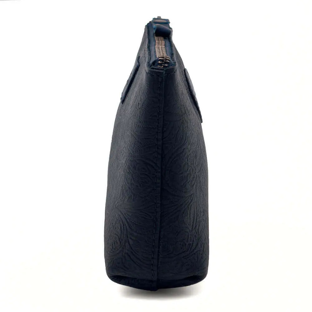 Tooled Leather Large Zippered Pouch Mission Mercantile Leather Goods
