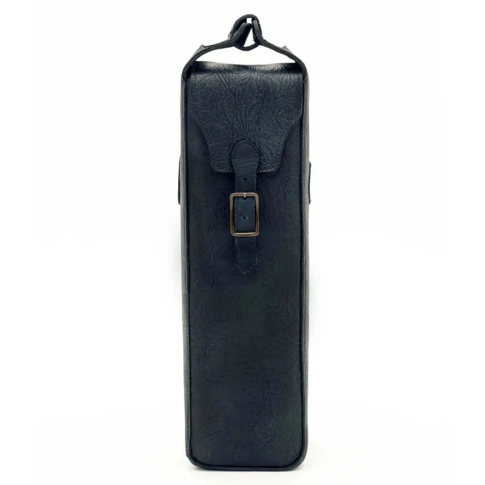 Tooled Leather Single Bottle Wine Carrier by Mission Mercantile Leather Goods, handmade leather goods detail photo 9