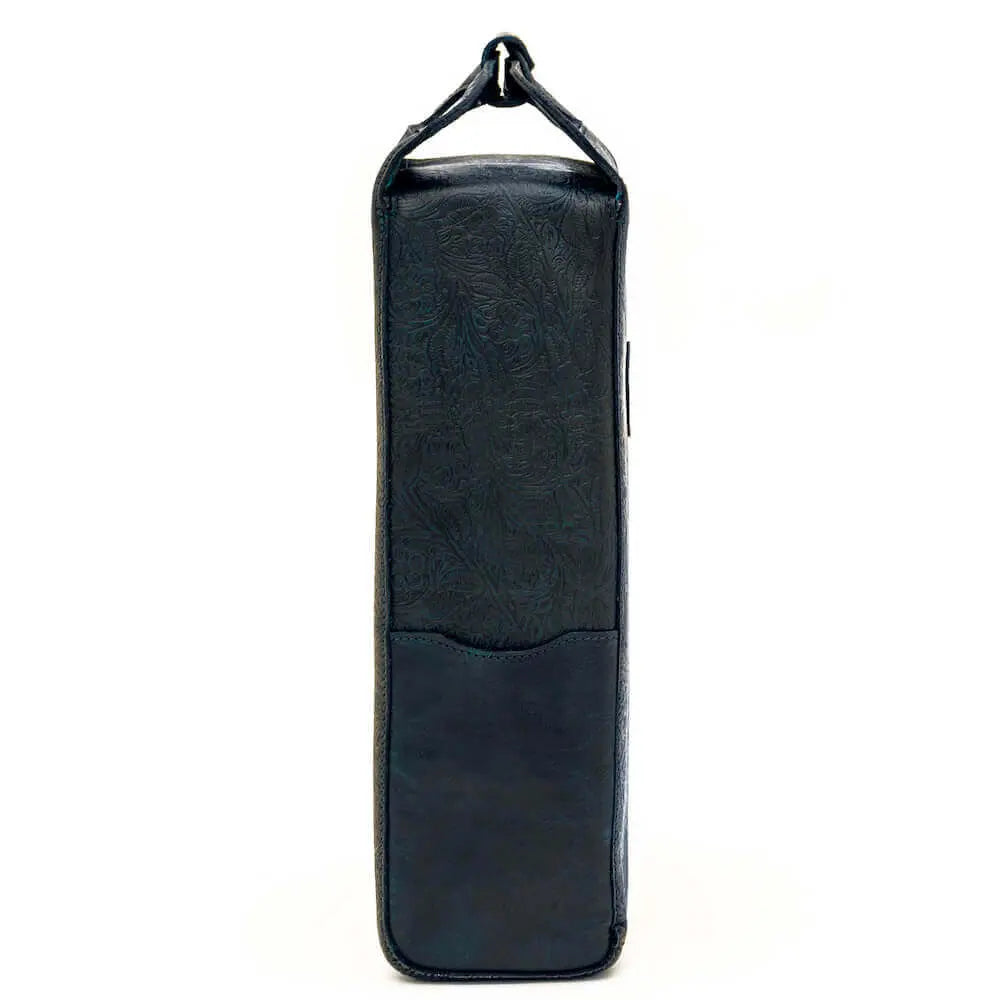Tooled Leather Two Bottle Wine Carrier by Mission Mercantile Leather Goods, handmade leather goods detail photo 8