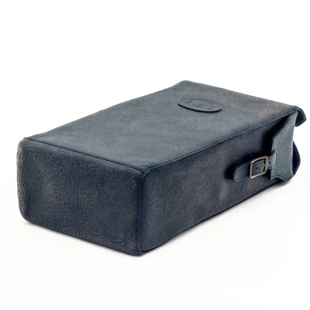 Tooled Leather Two Bottle Wine Carrier by Mission Mercantile Leather Goods, handmade leather goods detail photo 10