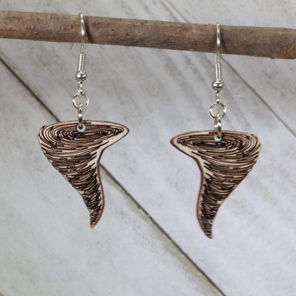 Tornado Wooden Dangle Earrings | Storm Weather Jewelry