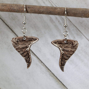Tornado Wooden Dangle Earrings | Storm Weather Jewelry