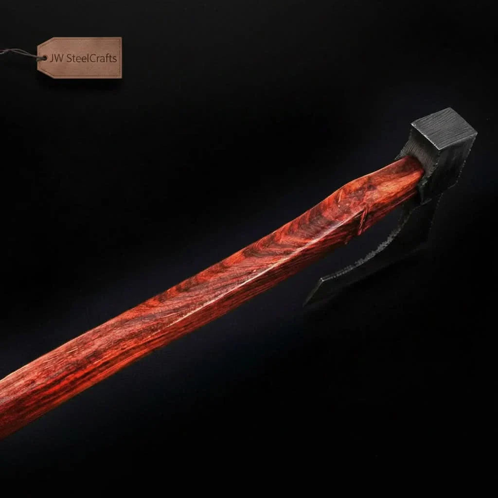 Pattern-Welded Damascus Viking Bearded Axe for Heavy Chopping and Trail Use by JW SteelCrafts, Southern handmade gift detail photo 2