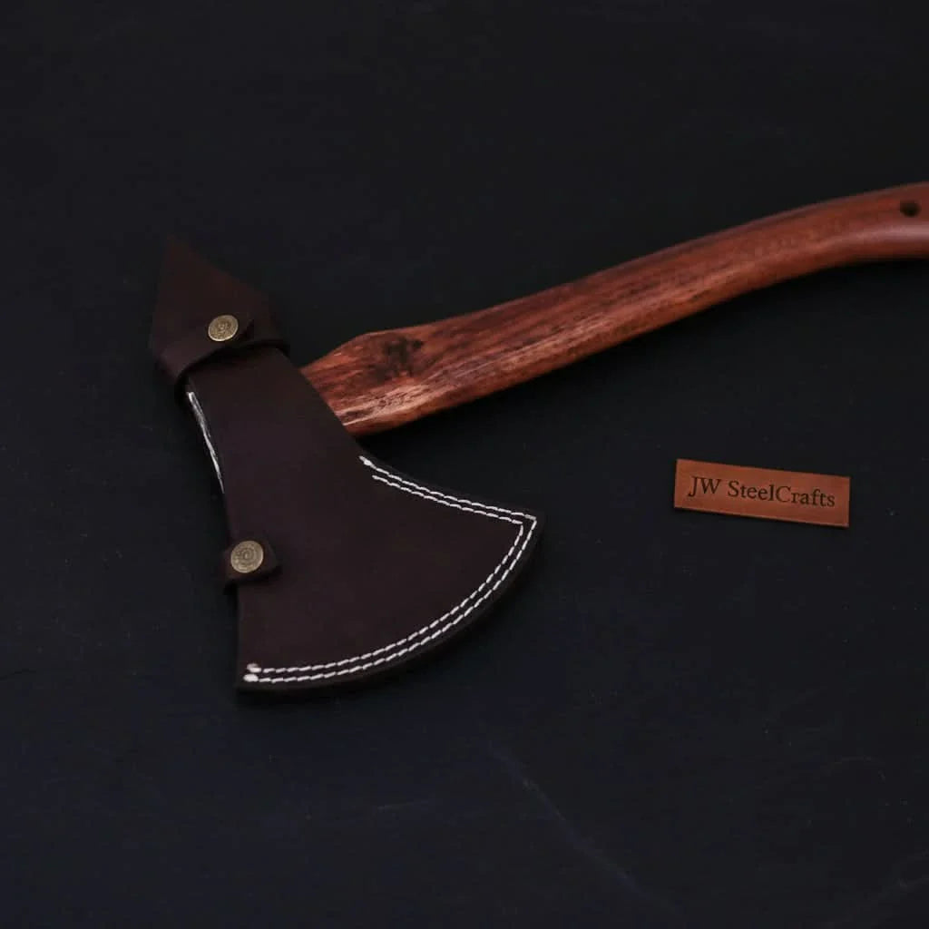 Double-Bit Damascus Axe Head with Rear Spike Variant by JW SteelCrafts, Southern handmade gift detail photo 2