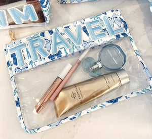 Travel - Blue Bow Clear Pouch by KenzKustomz, handmade leather goods main product photo