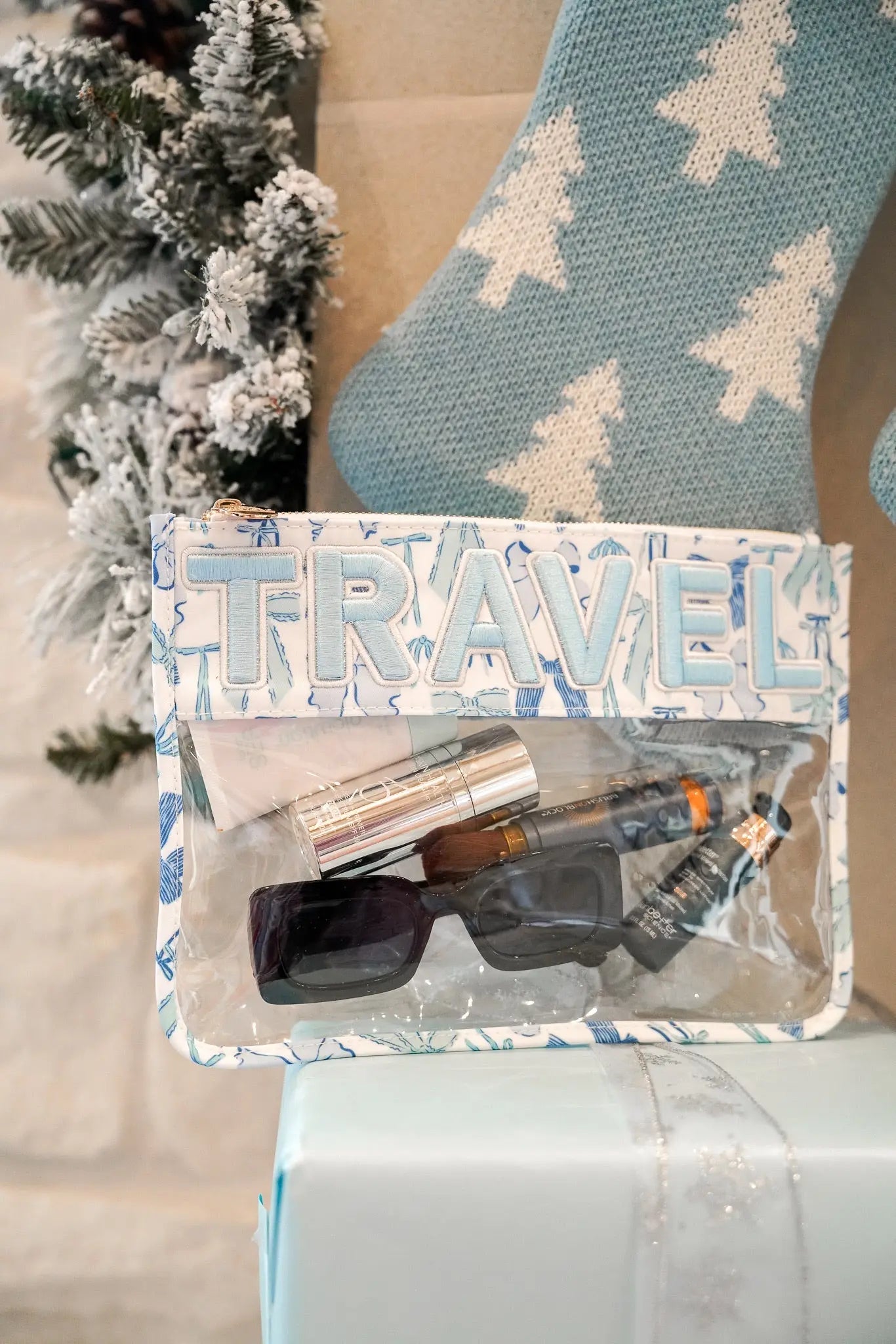 Travel - Blue Bow Clear Pouch by KenzKustomz, handmade leather goods detail photo 7
