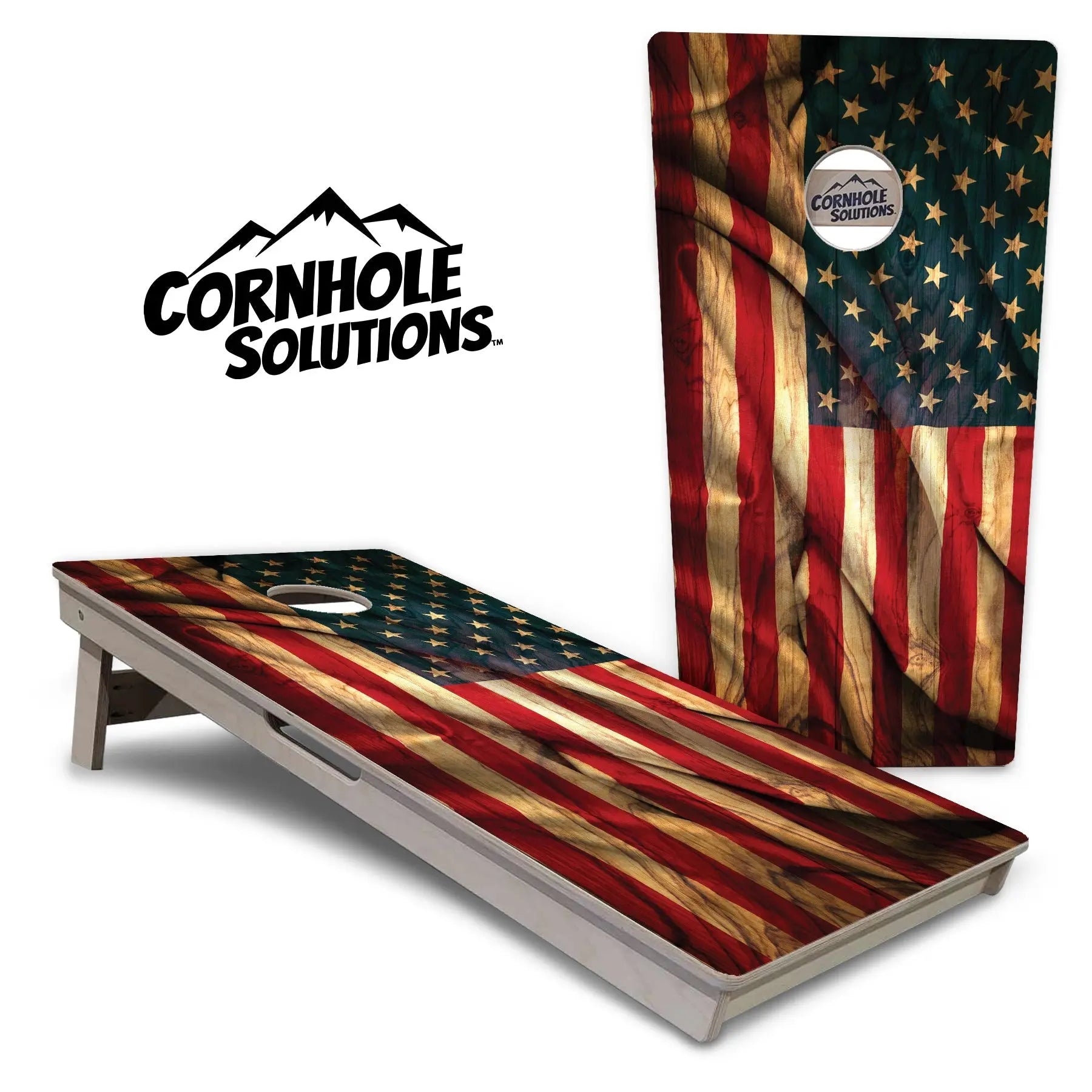 USA Wood Flag Color Cornhole Boards - Professional Tournament Series Cornhole Solutions