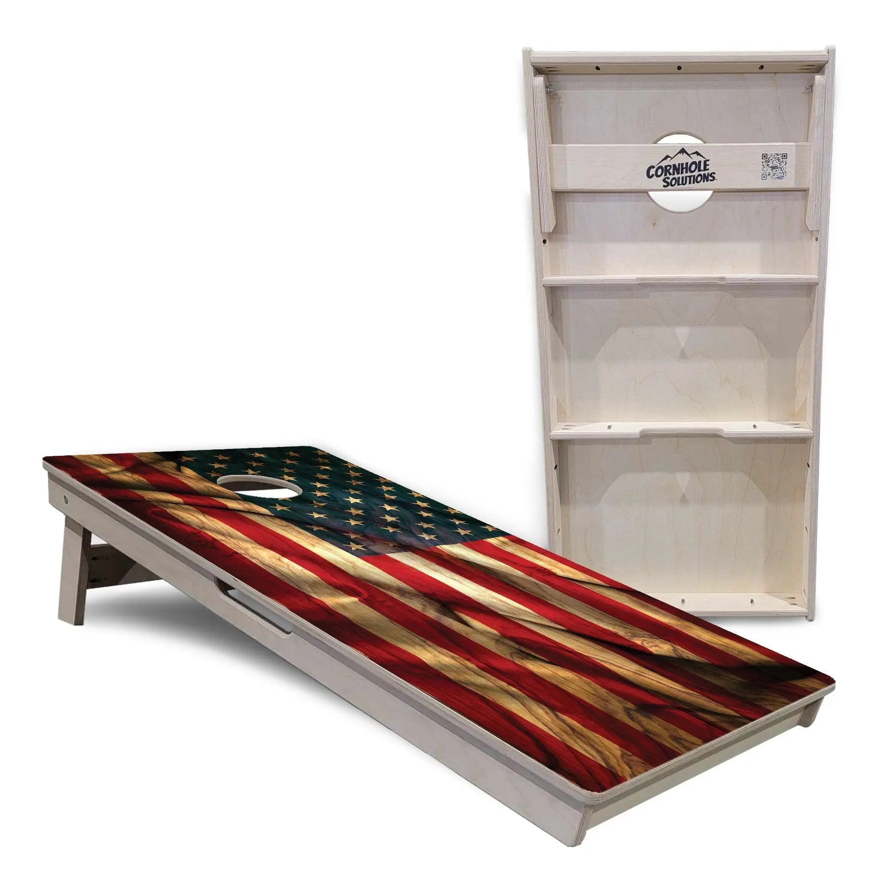 USA Wood Flag Color Cornhole Boards - Professional Tournament Series by Cornhole Solutions, custom cornhole board detail photo 4