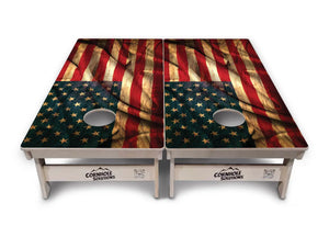 USA Wood Flag Color Cornhole Boards - Professional Tournament Series by Cornhole Solutions, custom cornhole board detail photo 5