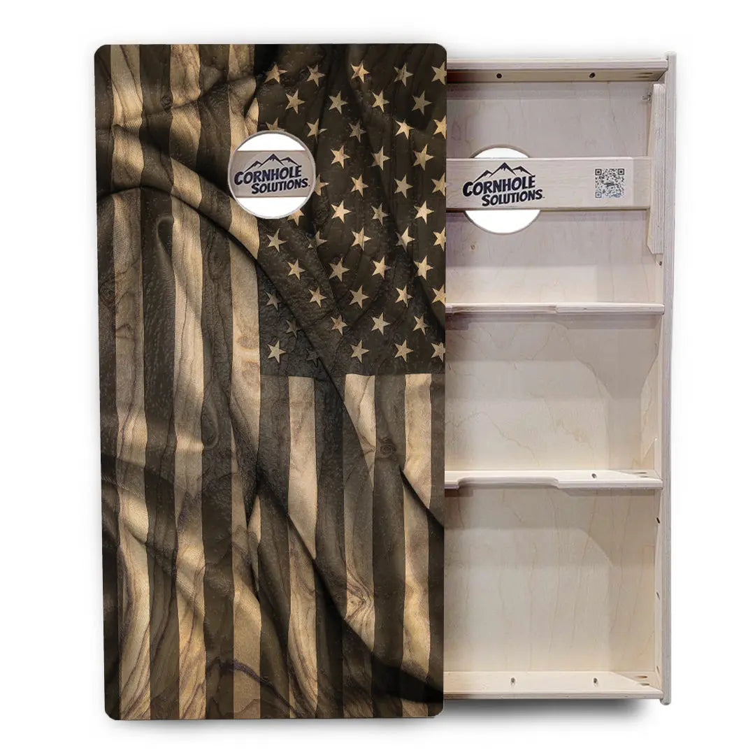 USA Wood Flag Cornhole Boards - Professional Tournament Series by Cornhole Solutions, custom cornhole board detail photo 3