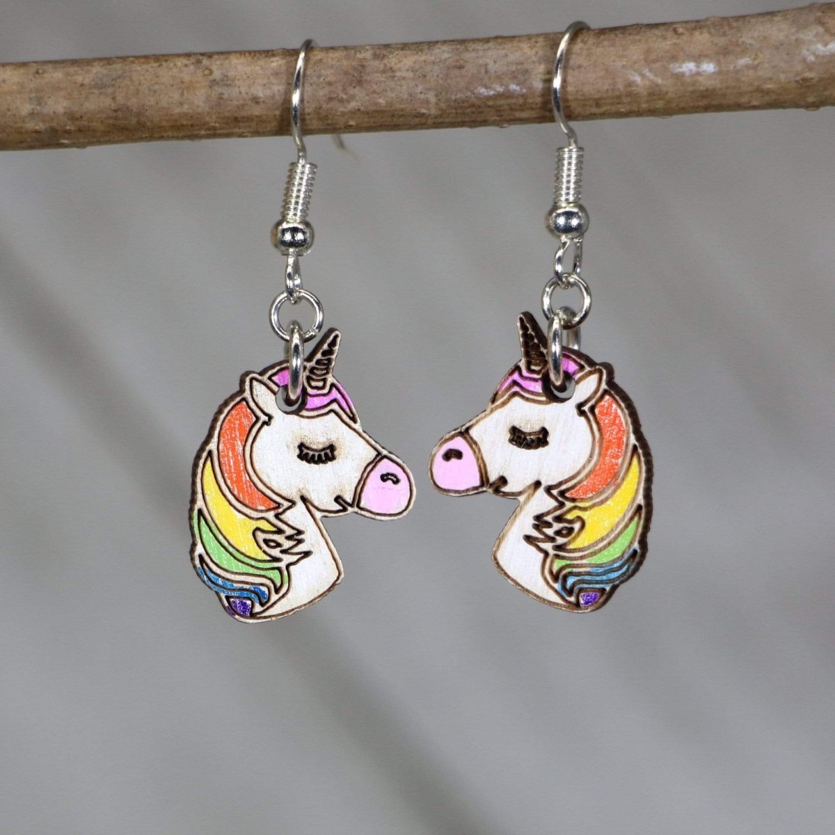 Unicorn Wooden Dangle Earrings | Magical Fantasy Jewelry