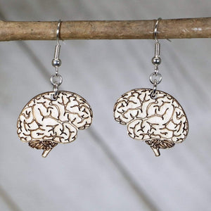 Unique Human Brain Earrings | Quirky Anatomy Jewelry detail view by Cate's Concepts, LLC