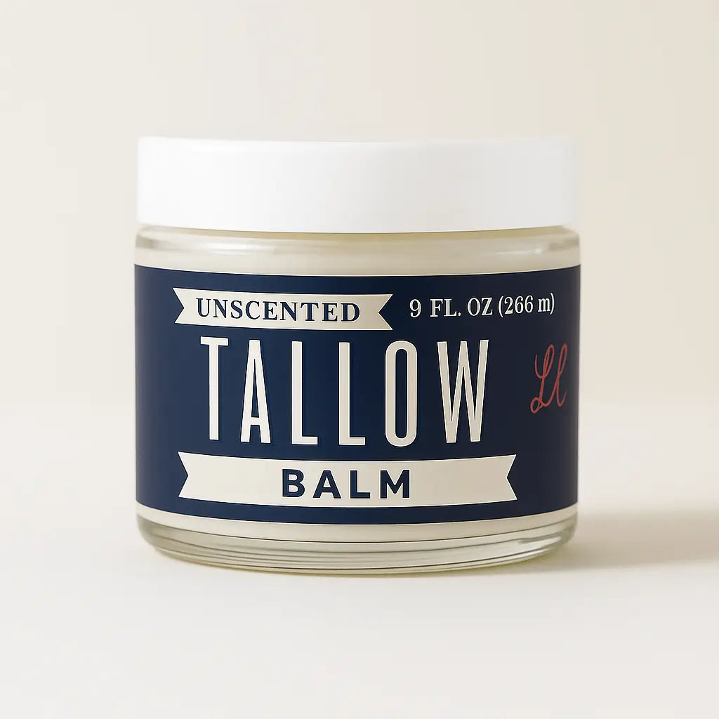 Unscented Tallow Balm | Natural Beef Tallow Vitamin E, Jojoba Moisturizer for Face & Body |Clean, Preservative-Free Skincare by Lady May The Lady May