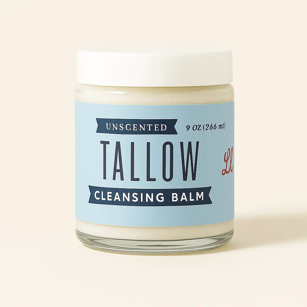 Unscented Tallow Cleansing Balm | Natural Makeup Remover & Deep Moisturizing Cleanser | Grass-Fed Beef Tallow with Castor Oil The Lady May