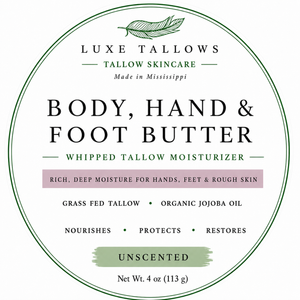 Luxe Tallows Whipped Body, Hand & Foot Tallow — Unscented Everyday Moisturizer | 2 oz by Luxe Tallows, scented candle detail photo 3
