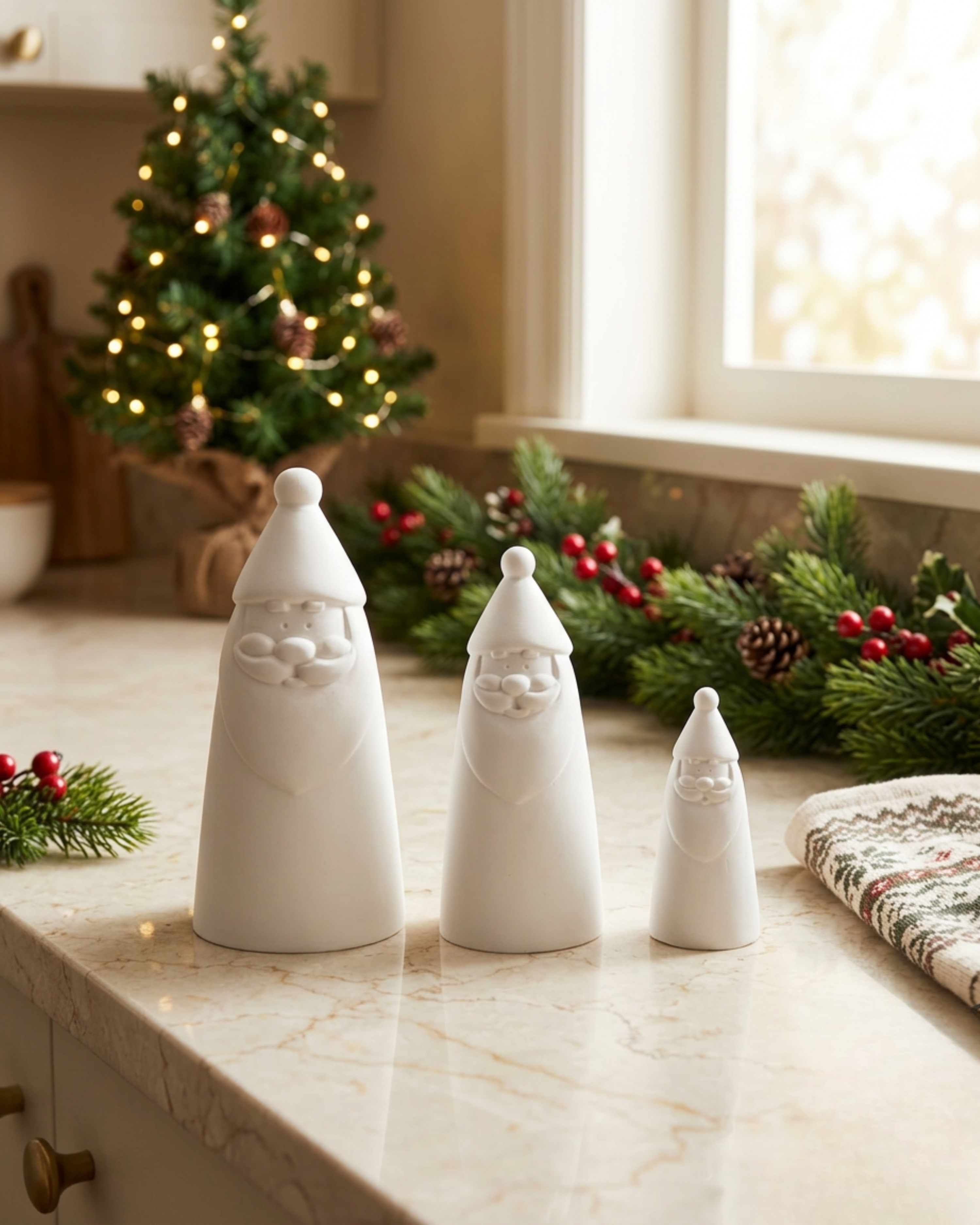 Modern Santa Trio detail view by Believe Candle