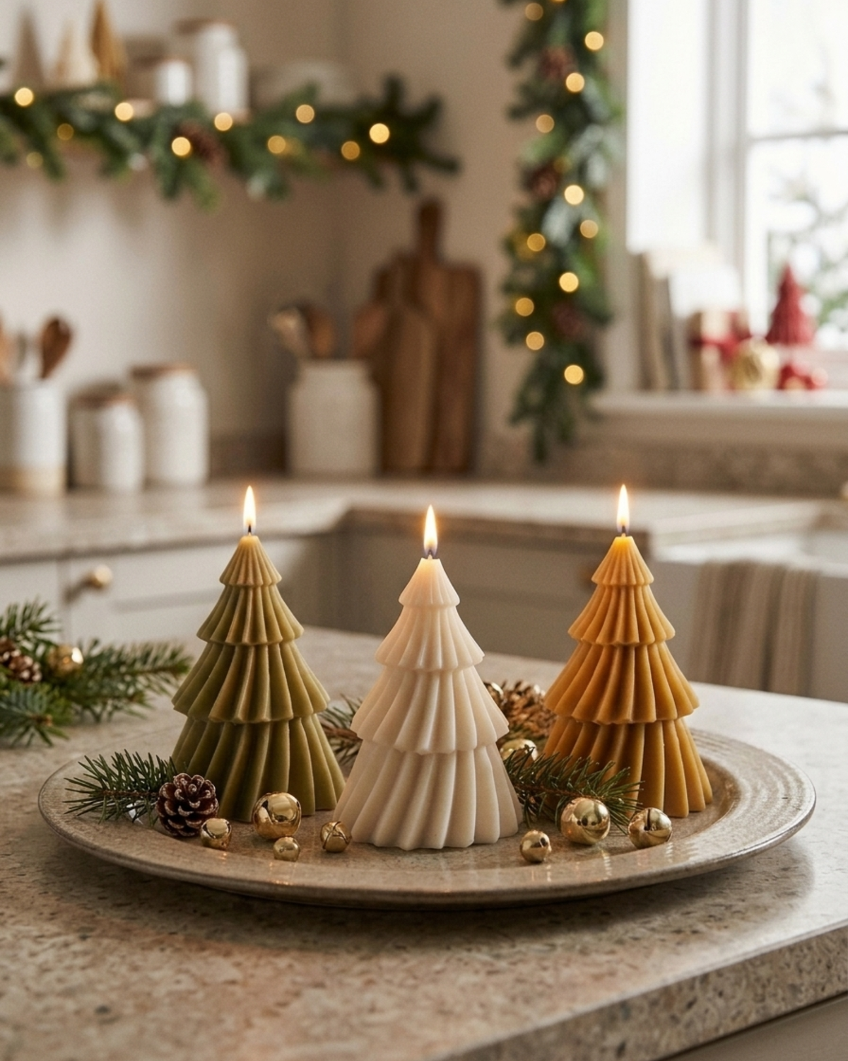 Sweeping Christmas tree candle by Believe Candle – product view 2