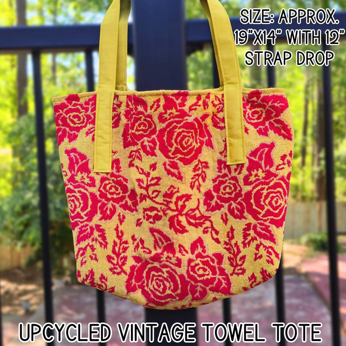 Upcycled Vintage Towel Beach Bag, Large Oversized Tote Bag, 70s Retro Pool Bag, Handmade Coastal Tote with Zipper Pocket, Summer Tote