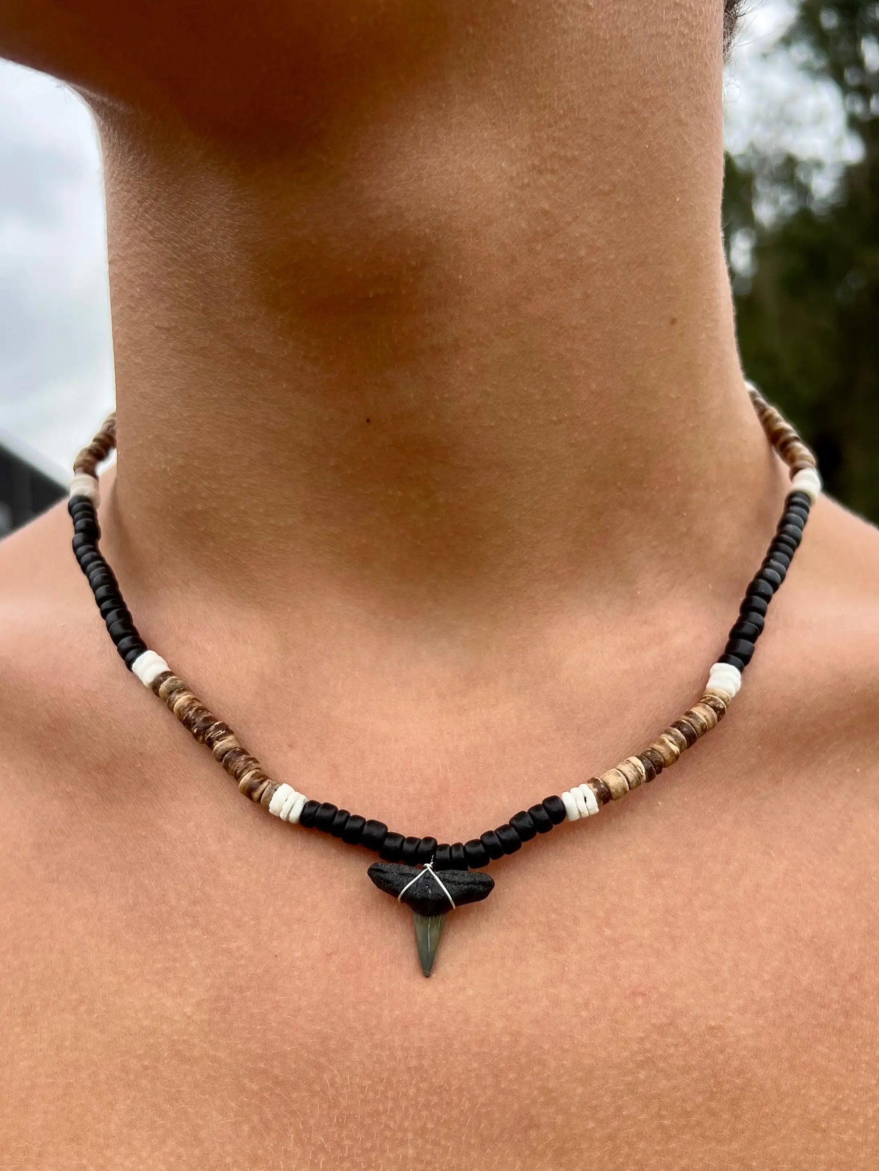 Useppa Shark Tooth Necklace by HALT, handmade jewelry detail photo 2