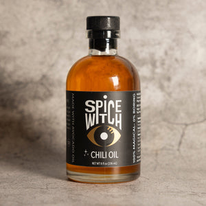 Asheville chili oil kitchen gift with gold spout