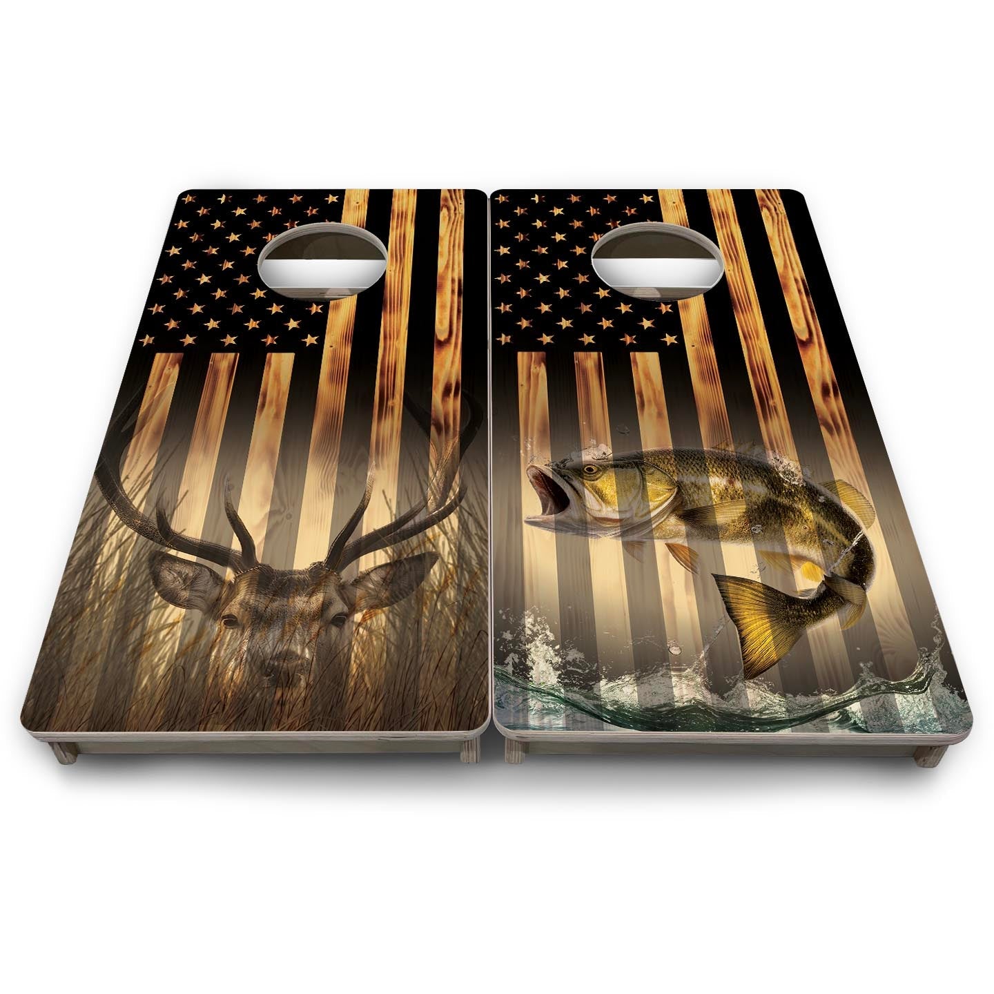 Hidden Deer & Fish Flag - Mini or Vacation Size Cornhole Boards by Cornhole Solutions, custom cornhole board detail photo 9