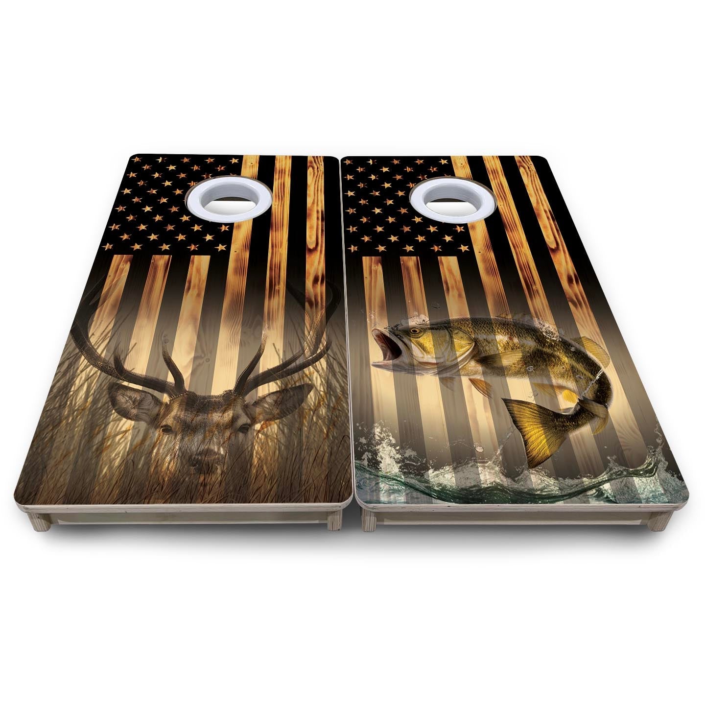 Hidden Deer & Fish Flag - Mini or Vacation Size Cornhole Boards by Cornhole Solutions, custom cornhole board detail photo 10