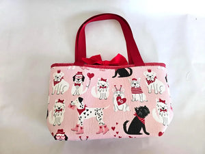 Valentine Dog Print Tote Bag – Handmade Pink Puppy Shoulder Bag, Cute Dog Lover Gift, Red Strap Everyday Carryall by Maypop House Designs, paper gift detail photo 5