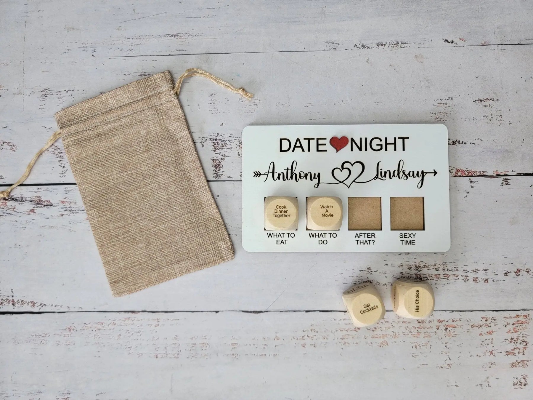 Valentines Gift, Couples date decision dice-Personalized Valentines Gift- Date night by EverLee Creations, party games detail photo 3