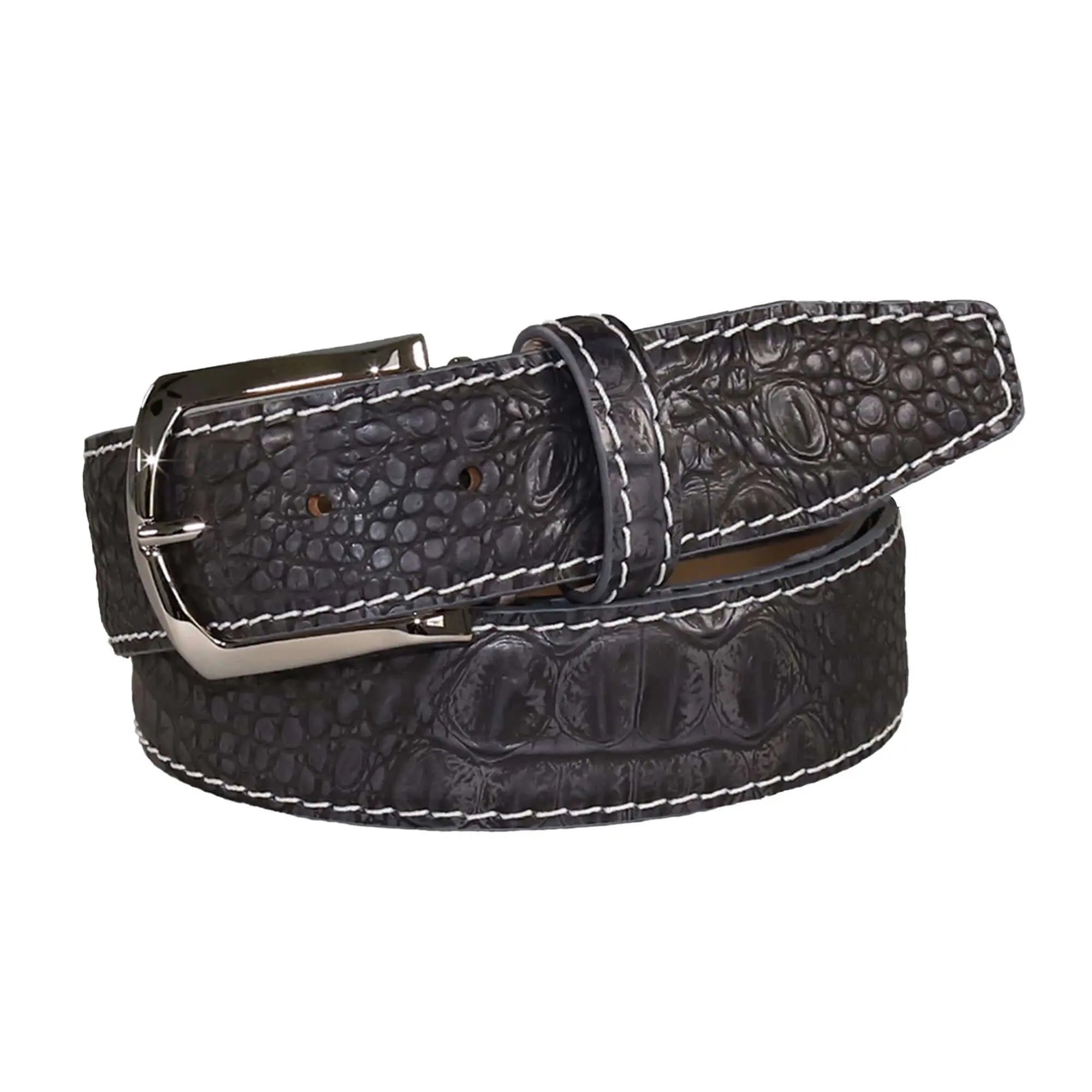Vintage Gray Mock Croc Leather Belt by Roger Ximenez handmade in Miami
