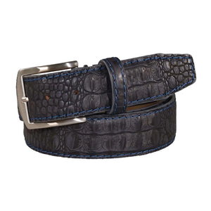 Vintage Gray Mock Croc Leather Belt by Roger Ximenez: Bespoke Belts and Leather Accessories, handmade leather goods detail photo 2