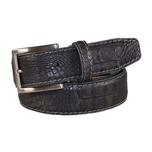 Vintage Gray Mock Croc Leather Belt by Roger Ximenez: Bespoke Belts and Leather Accessories, handmade leather goods detail photo 4