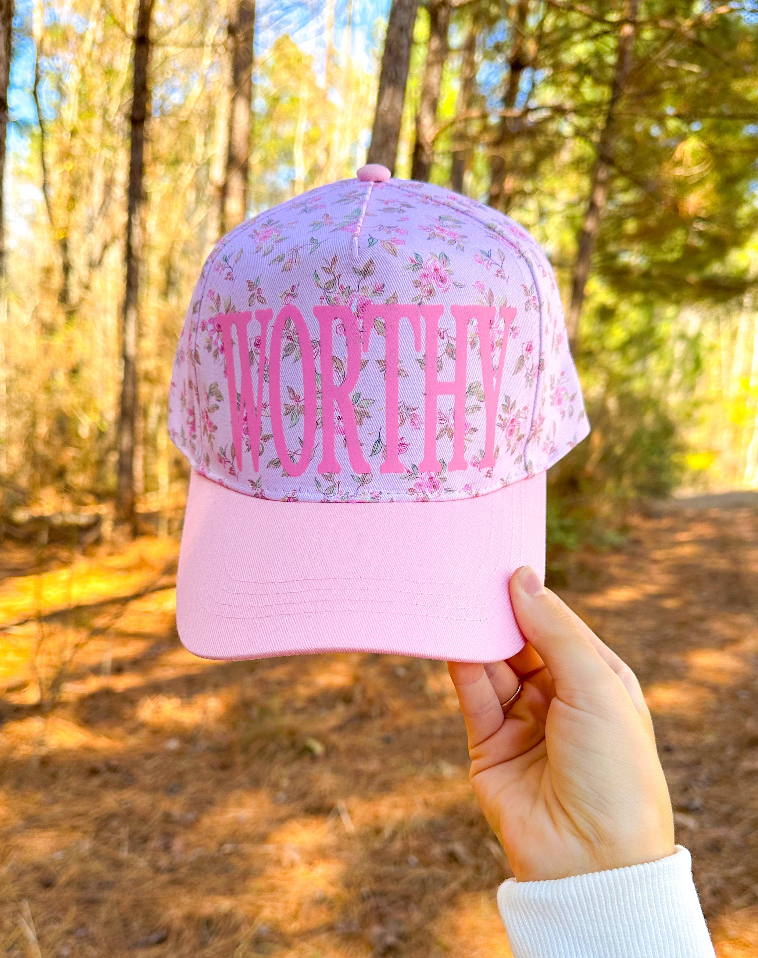 WORTHY Floral Light Pink Trucker Hat Southern Bliss Company