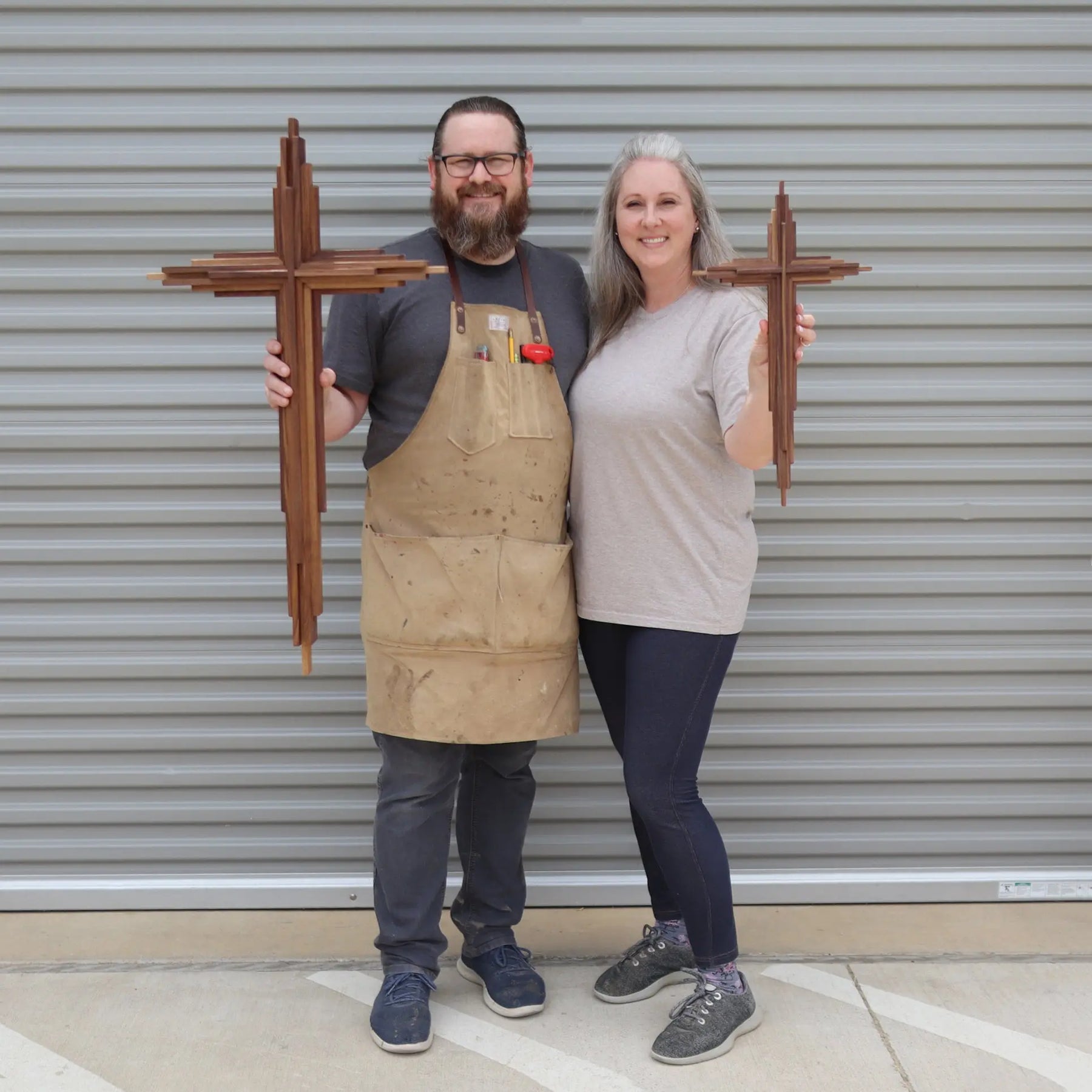 Walnut Layered Cross by Dennehey Design Co., religious items detail photo 4