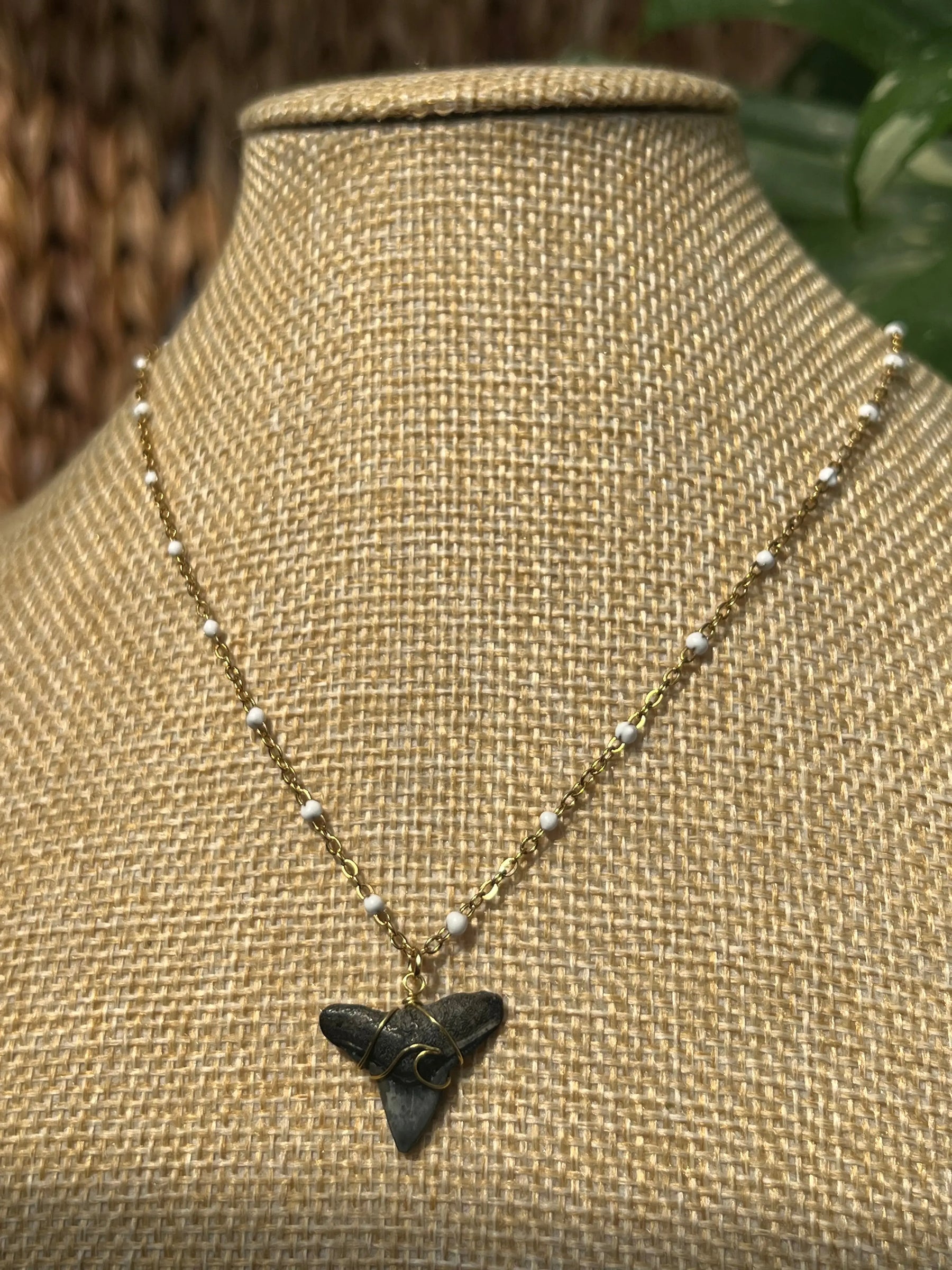 Wave Shark Tooth Necklace - White HALT