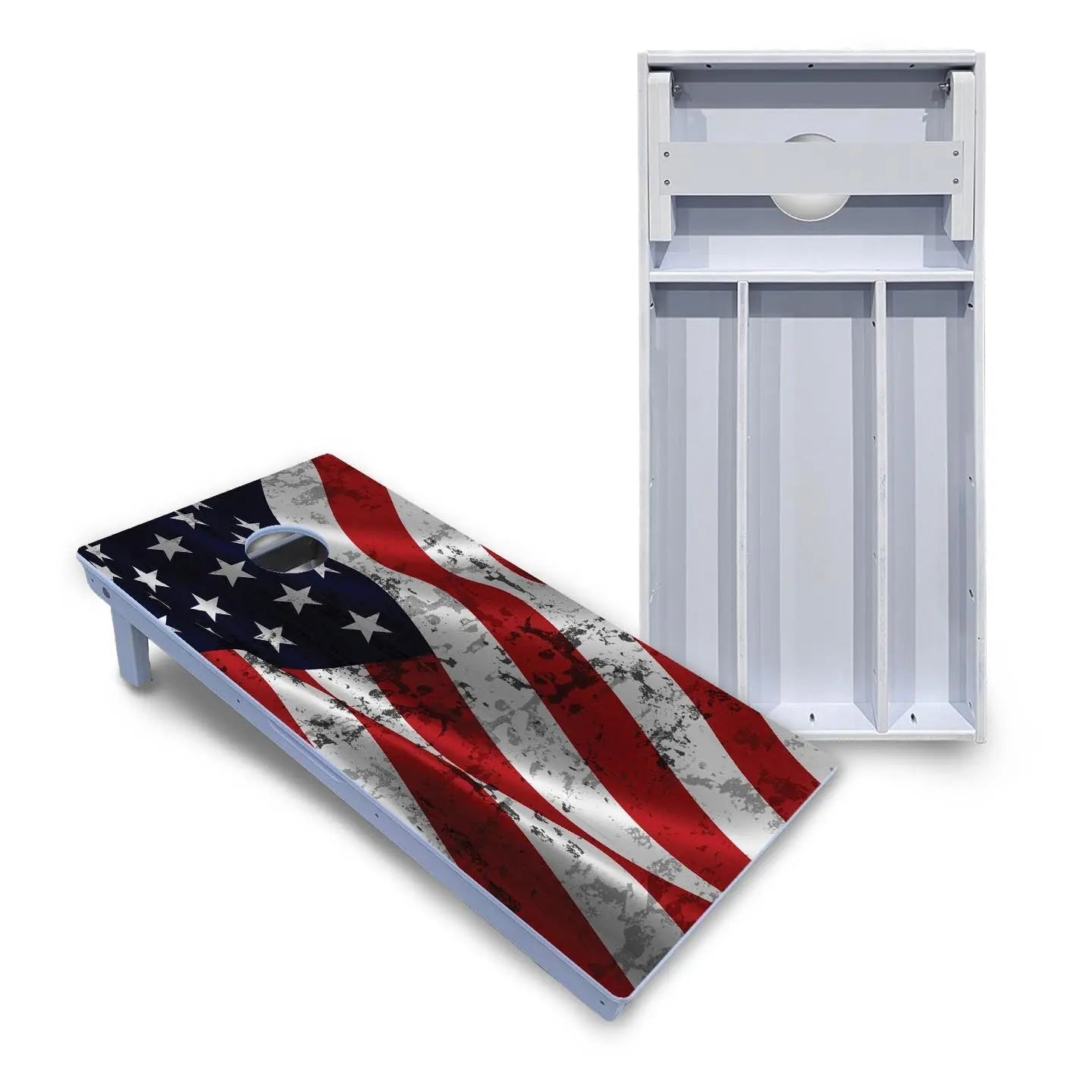 Wavy Distressed Flag Cornhole Boards - All Weather Series by Cornhole Solutions, custom cornhole board main product photo