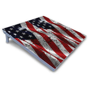 Wavy Distressed Flag Cornhole Boards - All Weather Series by Cornhole Solutions, custom cornhole board detail photo 3