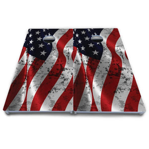 Wavy Distressed Flag Cornhole Boards - All Weather Series by Cornhole Solutions, custom cornhole board detail photo 4