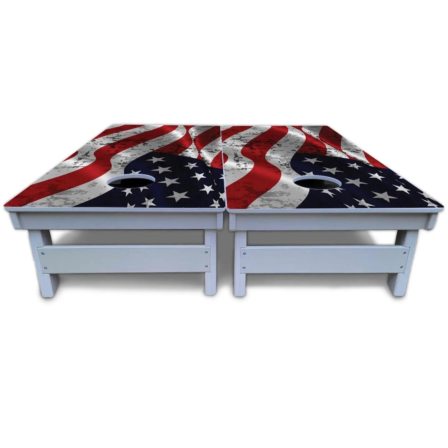 Wavy Distressed Flag Cornhole Boards - All Weather Series by Cornhole Solutions, custom cornhole board detail photo 5
