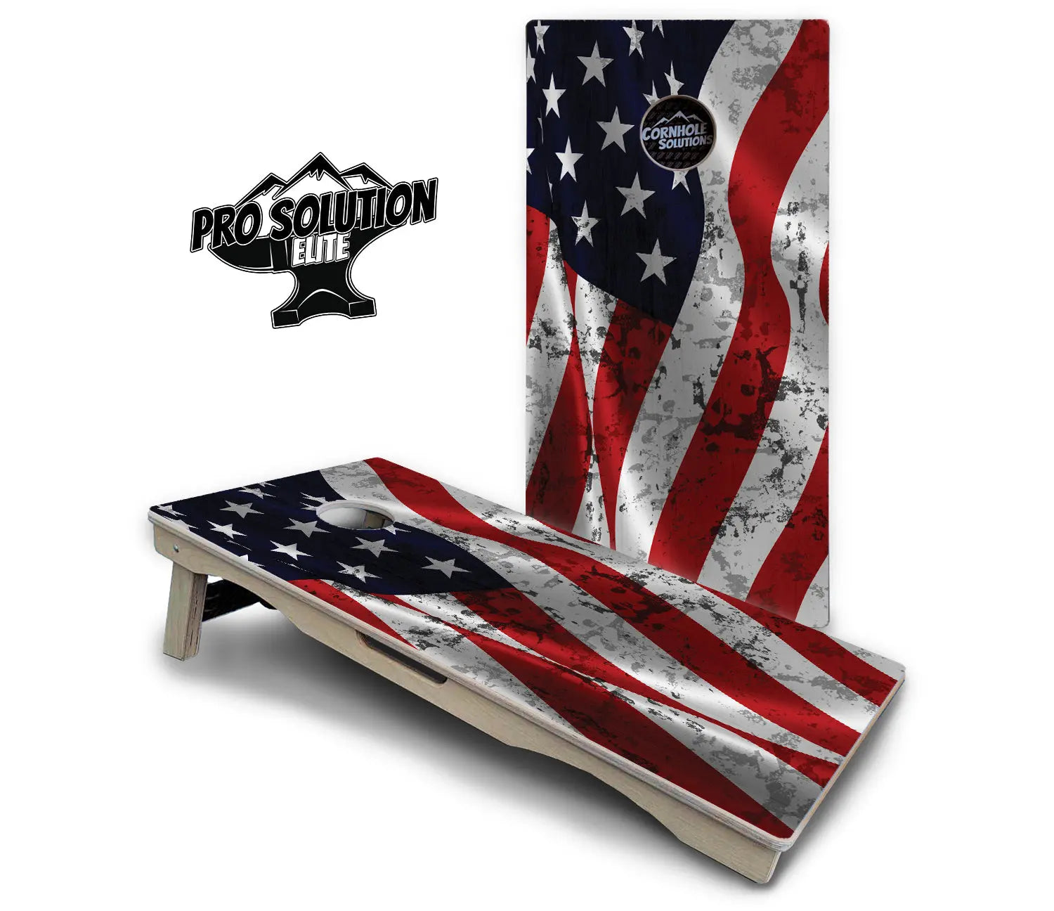Wavy Distressed Flag Cornhole Boards - Pro Solution Elite Series Cornhole Solutions