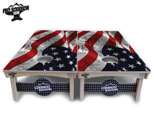 Wavy Distressed Flag Cornhole Boards - Pro Solution Elite Series by Cornhole Solutions, custom cornhole board detail photo 3