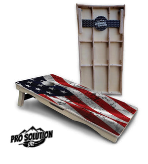 Wavy Distressed Flag Cornhole Boards - Pro Solution Lite Series by Cornhole Solutions, custom cornhole board main product photo