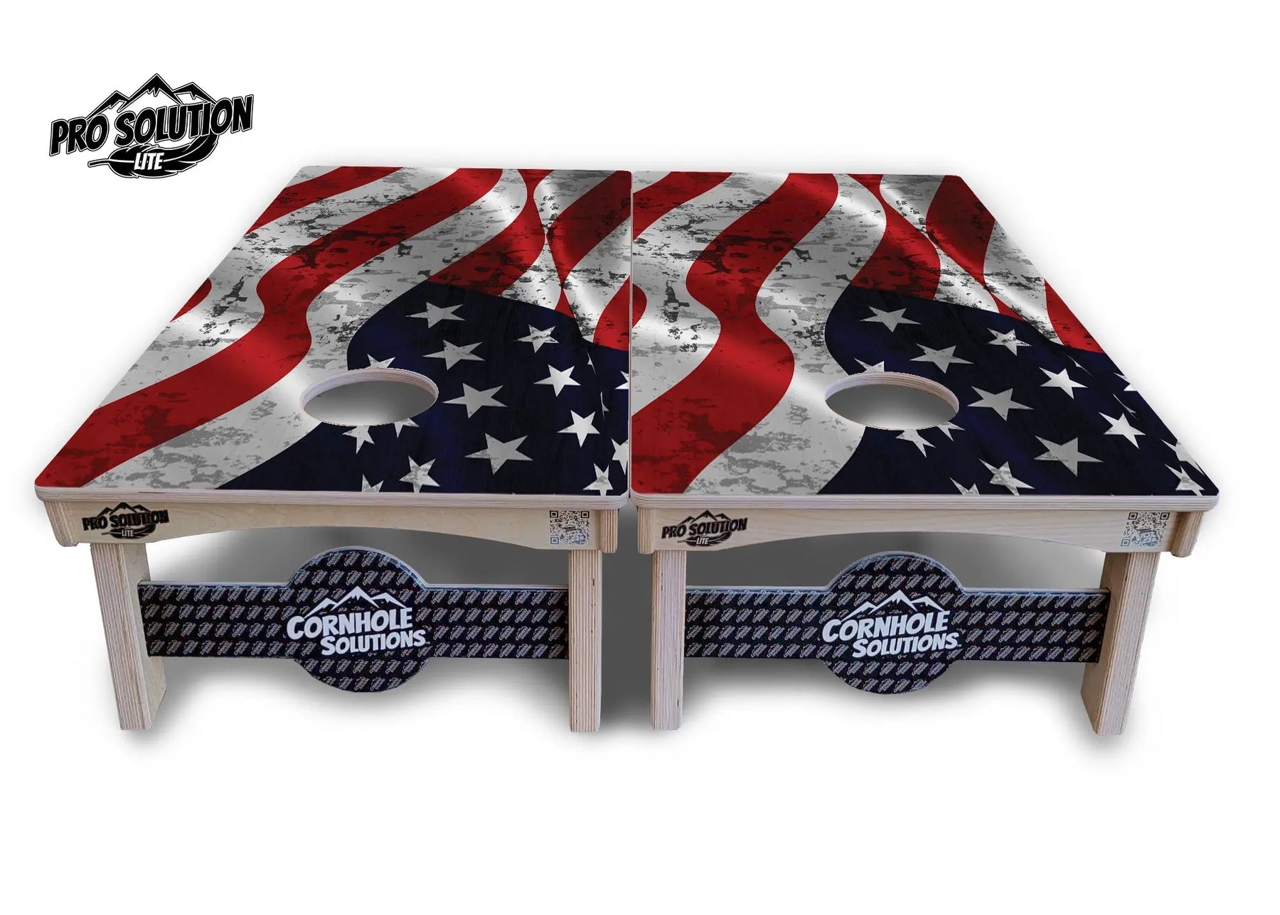 Wavy Distressed Flag Cornhole Boards - Pro Solution Lite Series by Cornhole Solutions, custom cornhole board detail photo 2