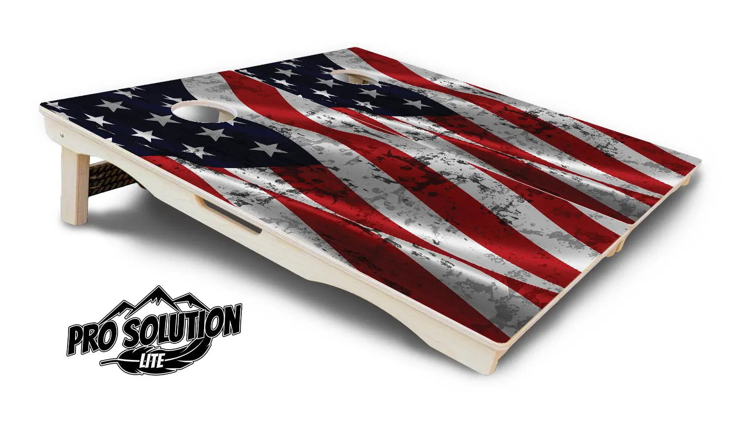 Wavy Distressed Flag Cornhole Boards - Pro Solution Lite Series by Cornhole Solutions, custom cornhole board detail photo 5