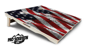 Wavy Distressed Flag Cornhole Boards - Pro Solution Lite Series by Cornhole Solutions, custom cornhole board detail photo 5