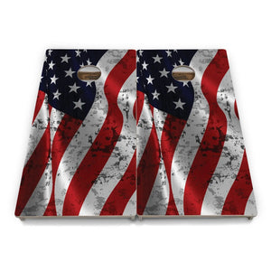 Wavy Distressed Flag Cornhole Boards - Professional Tournament Series by Cornhole Solutions, custom cornhole board detail photo 4